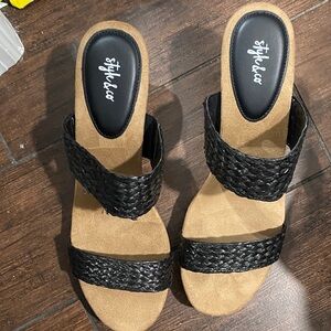 Style & Co. Black Woven Mules